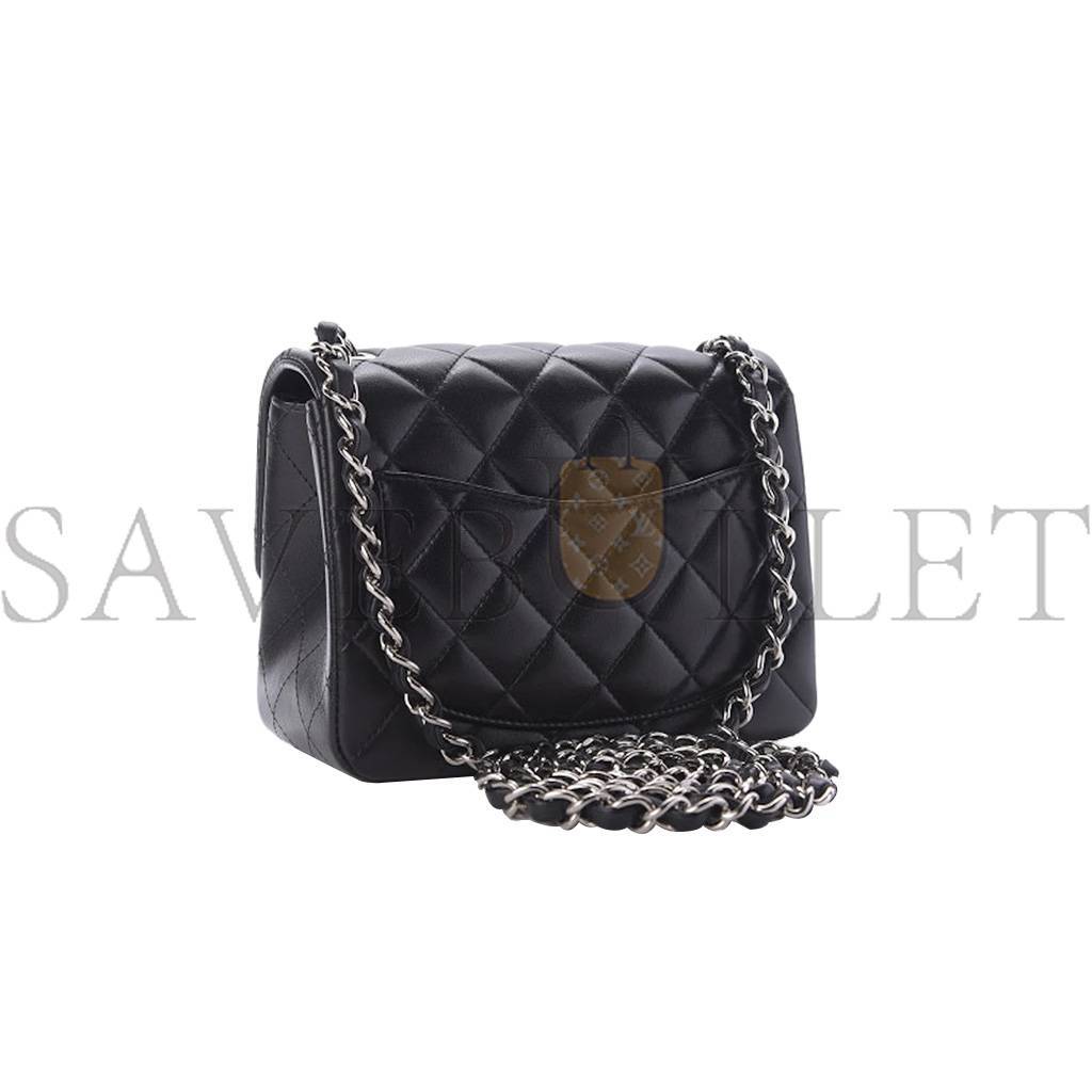 Ch*el master mini square single flap quilted mini black as1115 (17*12*7cm)